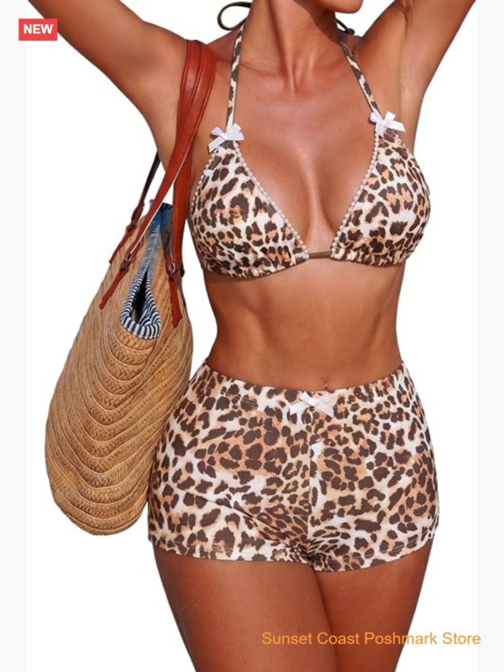 Gingham Bikini Shorts Set Halter Y2K Boyshort Two Piece Swimsuits